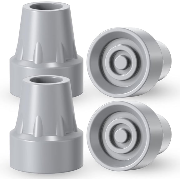 Crutch Tips, Upgraded 7/8 inch Heavy Duty Non Slip Rubber Tips Upgraded Cane Tips, Gray 4-Pack