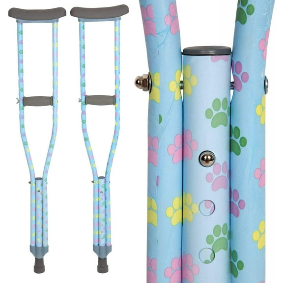 My Crutches-Fashion Designed Colored Crutches for Teens, Adults w Adjustable Handgrip & Length (Heights 5'2" - 5'10") - Lightweight, Durable Aluminum w Underarm Padding for Extra Comfort (Dog Paws)