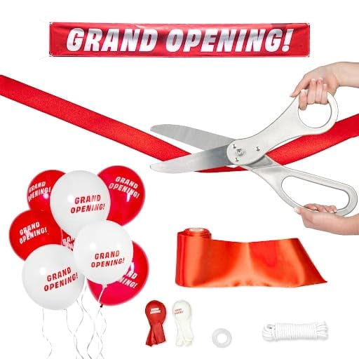 Crutello Riesige Band-Schneideschere – 50,8 Cm XL-Schere Mit 9,2 M Rotem Band, Für Eröffnungen