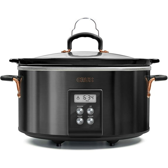 Crux 6QT Programmable Slow Cooker, Black #14681