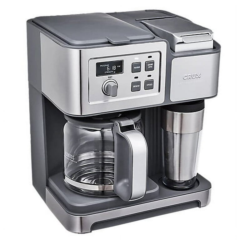 https://i5.walmartimages.com/seo/Crux-Easy-Brew-12-Cup-Coffeemaker-with-for-KCup-or-Ground-Stainless_a313b717-839c-4ae1-ab8e-b5b6e8a86bf7.15d88fae8d0863bb34391e2799642695.jpeg?odnHeight=768&odnWidth=768&odnBg=FFFFFF