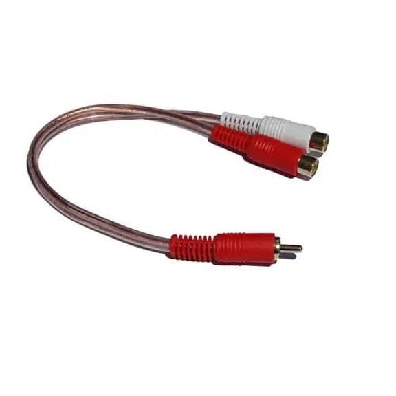 Crux RCA-1M2F RCA 1 Male to 2 Female Y Cable, Clear Jacket