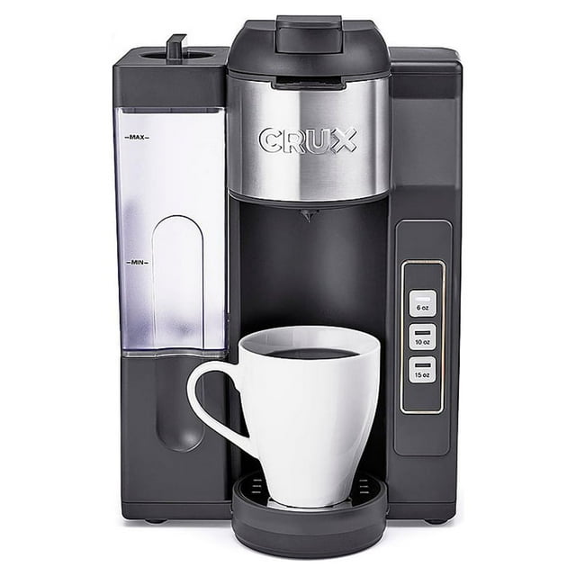 Crux Single Serve KCup Coffee Maker with Water Tank, Gray 14792