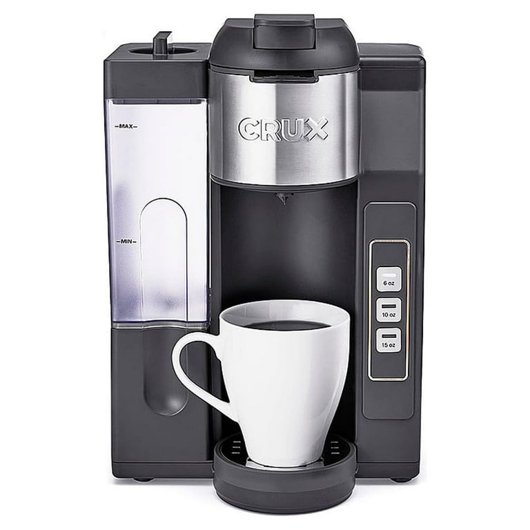 Crux Single Serve K-Cup Coffee Maker with Water Tank, Gray #14792 