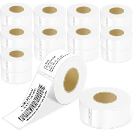 Cruxer Compatible with DYMO 30320 Address Labels 1-1/8" x 3-1/2" (28mm x 89mm) 260 Labels/roll White Barcode Labels for Dymo Labelwriters 400 450 4XL 400 Duo 450 Twin Turbo Label Printers, 20 Roll