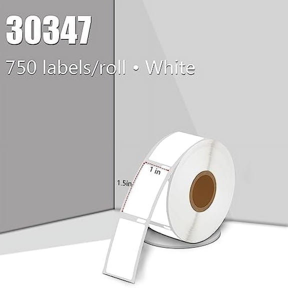 Cruxer Compatible with DYMO 30347 Book Spine Labels 1" x 1.5" 750 Labels/roll White Label Compatible with DYMO Labelwriters 400 Duo ASCII 250 450, 4XL & Zebra Desktop Printers, 20