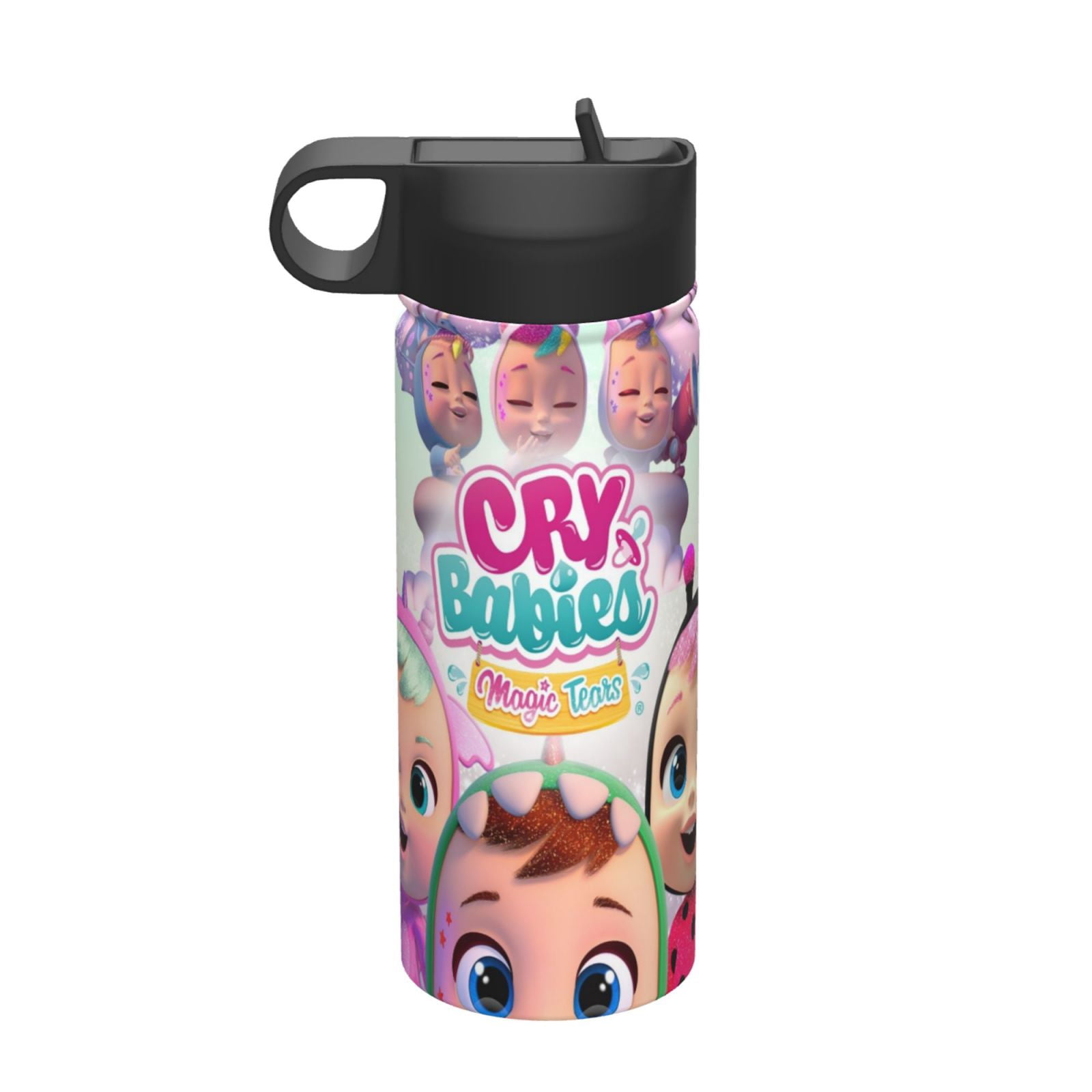 Cry Babies Kids Insulated Water Bottle With Straw - 18 Oz Stainless Steel Double Wall Vacuum Cup, Leakproof, Bpa Free, Suitable For Boys And Girls