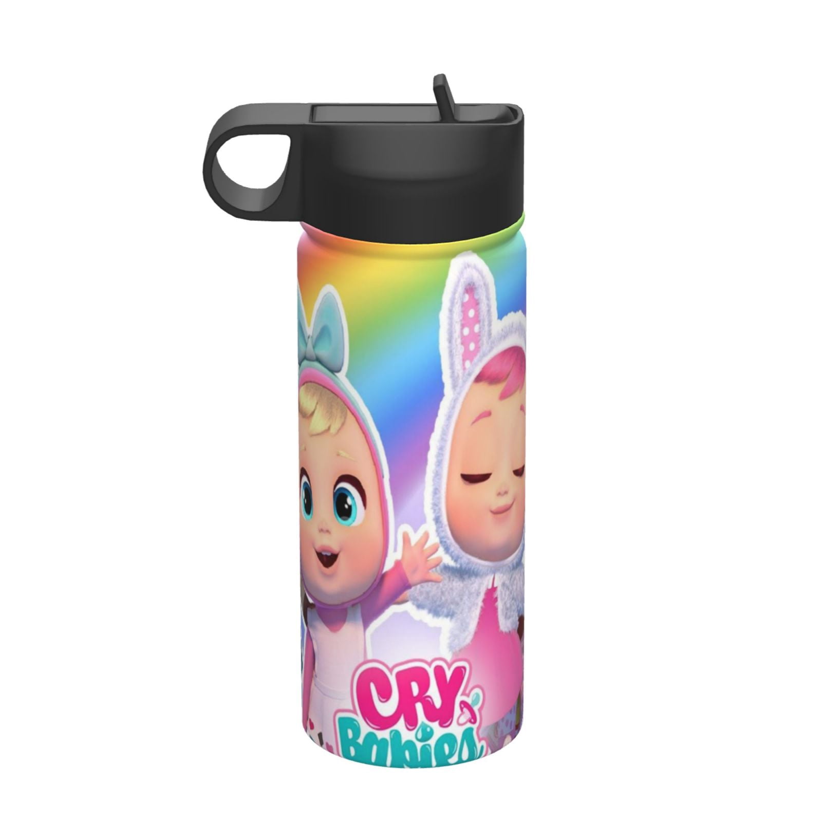 Cry Babies Kids Insulated Water Bottle With Straw - 18 Oz Stainless Steel Double Wall Vacuum Cup, Leakproof, Bpa Free, Suitable For Boys And Girls