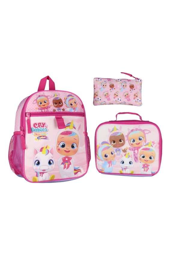 Cry Babies Magic Tears Characters Unicorn 3 PC Backpack Lunchbox Pencil Pouch