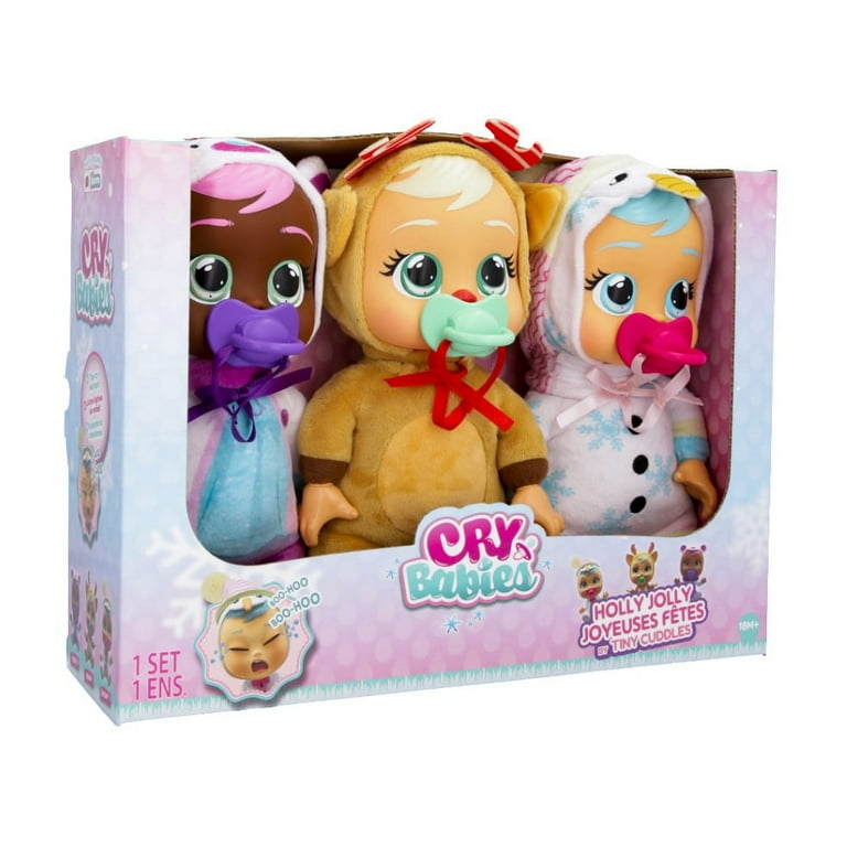 Cry Babies Tiny Cuddles, Holly Jolly Christmas Edition, 3pk 9-inch