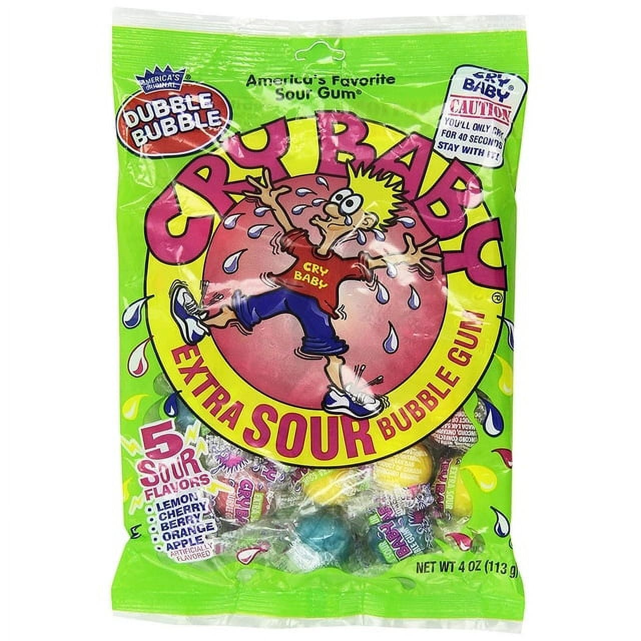 Cry Baby Extra Sour Bubble Gum (4 oz Bags) 3 Pack