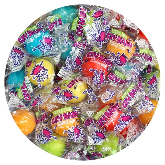 Cry Baby Extra Sour Fruit Gumballs, 12oz. Bulk Bag (Approx 60 Pieces) Individually Wrapped Gumballs, Chewing Bubble Gum, Colorful Gum Balls, Sour Gum