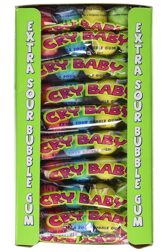 Cry Baby Extra Sour Original Bubble Gum 4 Count Tubes (Pack of 36 Tubes)