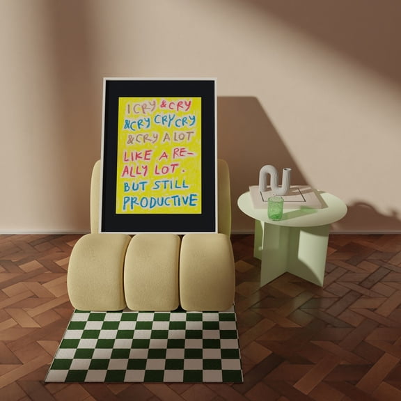 Cry And Cry A Lot Wall Art, Motivational Quotes Hand Writing Poster, Colorful Wall Art, Yellow Self Love Print, Wall Art, Modern Wall Decor, 8x12 UNFRAMED