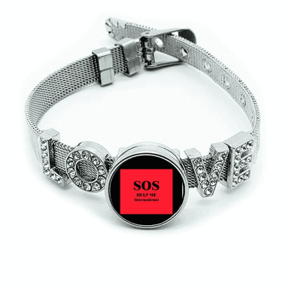 Cry Help Rescue Emergency Bracelet Wristband Crystal Love Adjustable Bangle