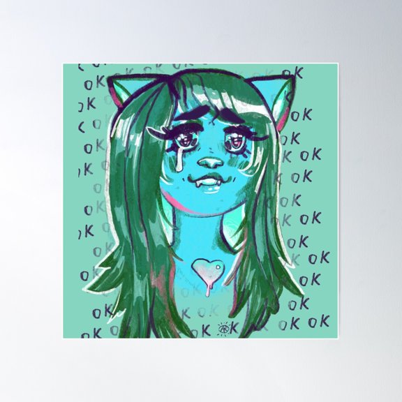 Cry Kitty Poster Wall Art, Modern Wall Decor For Living Room Bedroom, 8x12 UNFRAMED