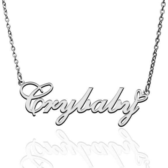 Crybaby Custom Name Necklace Customized Personalized Plated Name Necklace for Mother Daughter Friendship Women Valentine's Day Christmas Birthday New Year Silver