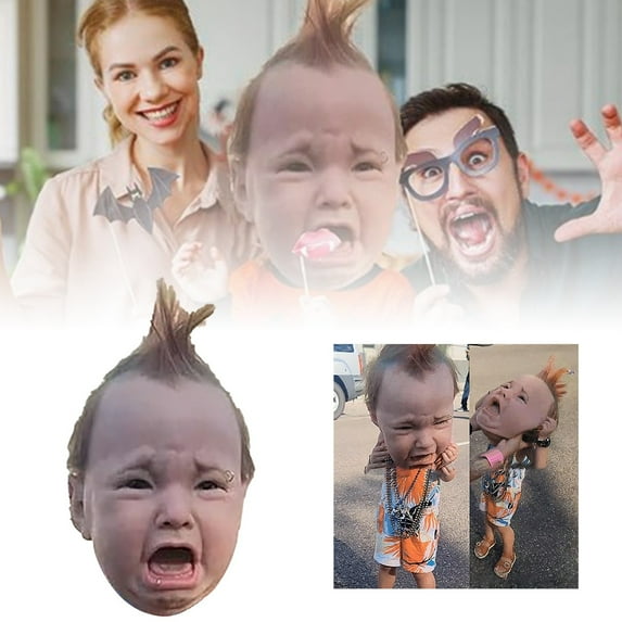 Crying Baby Latex Head Hilarious Halloween Accessory Punk