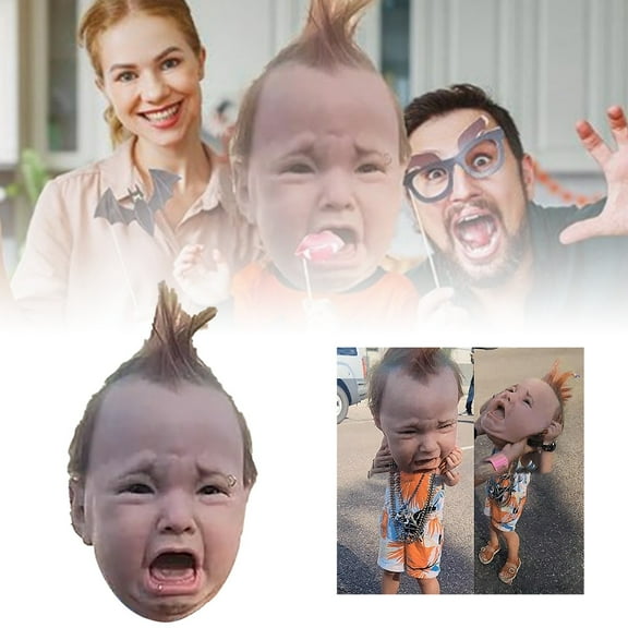 Crying Baby and Hilarious Latex Head Accessory for Halloween and Themed Parties