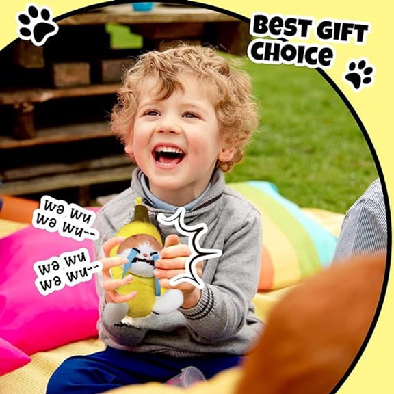Novelty Funny Toy Crying Banana Cat Pendant Cute Sound Making Keychain Meowing Cat Doll Adorable Charm for Pet Lovers and Collectors