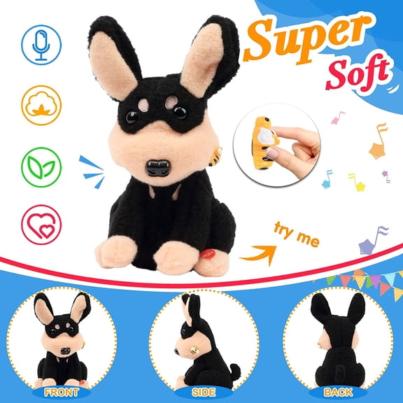 Crying BeeDog Yelp Dog Stung by Bee Singing Headbanging Puppy Toys for Kids Repeat What You Say, Dancing Circle Interactive Animated Toy Gift for Toddlers Funny Gift for Kids