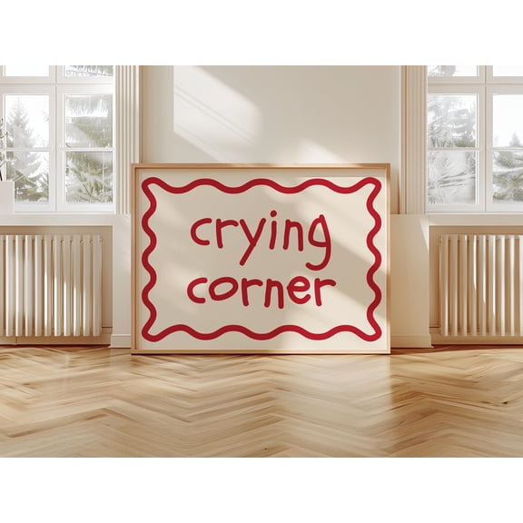 Crying Corner Print Retro Horizontal Print Preppy Wall Art Print Self Care Men.Tal Health Poster Dorm Room Decor