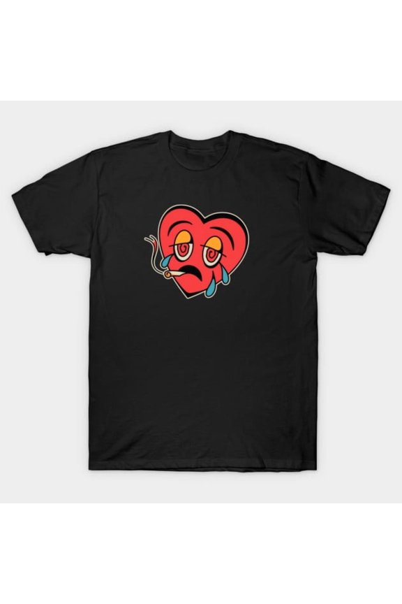 Crying Heart Tattoo Style Sad Broken Hearted Emo Aesthetic Graphic T-Shirt