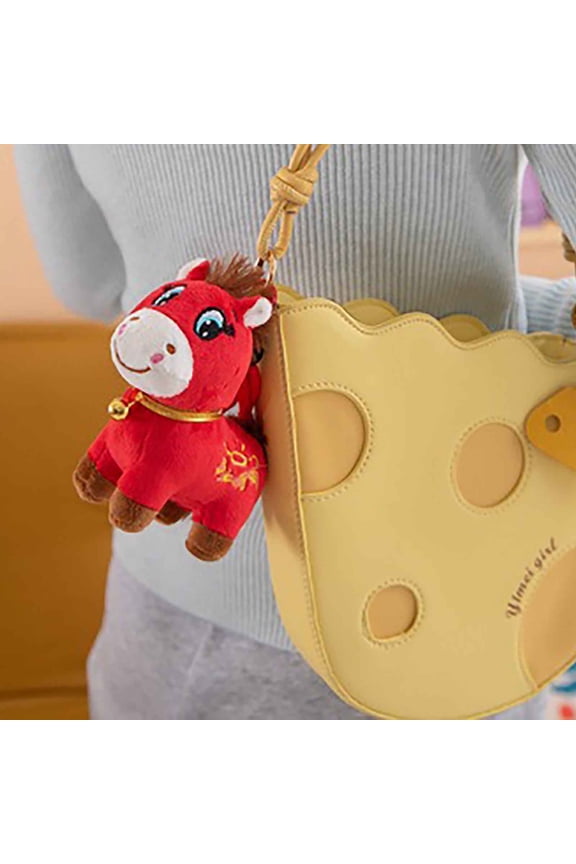 Crying Horse Keychain Doll with Festive Red Design for Basic Toy Play and General Childrens Use as a Simple Cloth Doll for Everyday Playtime and General Purpose Enjoyment