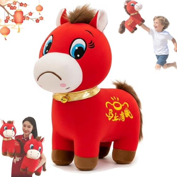 Crying Horse Plush Toys Year Of the Horse 2026 Plush 9.84" Gentle & Snuggly Funny Horse Companion Fall Plush Perfect Birthday Gifts