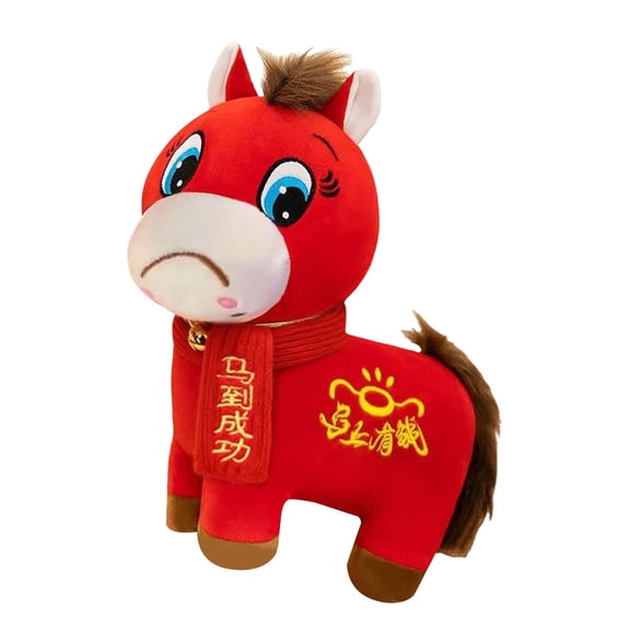Crying Horse with Scarf Plush 25cm E (Plush Horse, Crying Animal Toy), Year of the Horse Plush Toy with Scarf (25cm), Emotional Expression Stuffed Animal Chinese Mascot & Gift for Kids & Collectors