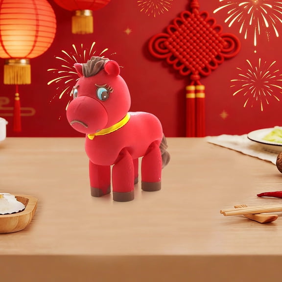 Crying Horse, Year of The Horse 2026 Plastic, 4.57in Funny Crying Plastic Figurine, Lucky Chinese Lunar New Year Mascot Zodiac Ornament (Magnetic Face Reversal)