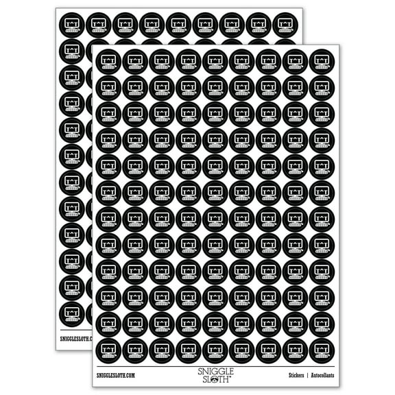 Crying Kawaii Computer Face Emoticon 200+ Round Stickers - Black - Matte Finish - 0.50" Size