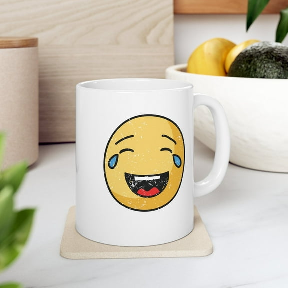 Crying Laughing Emoji 11 oz Coffee Mug - Funny Gift White Ceramic