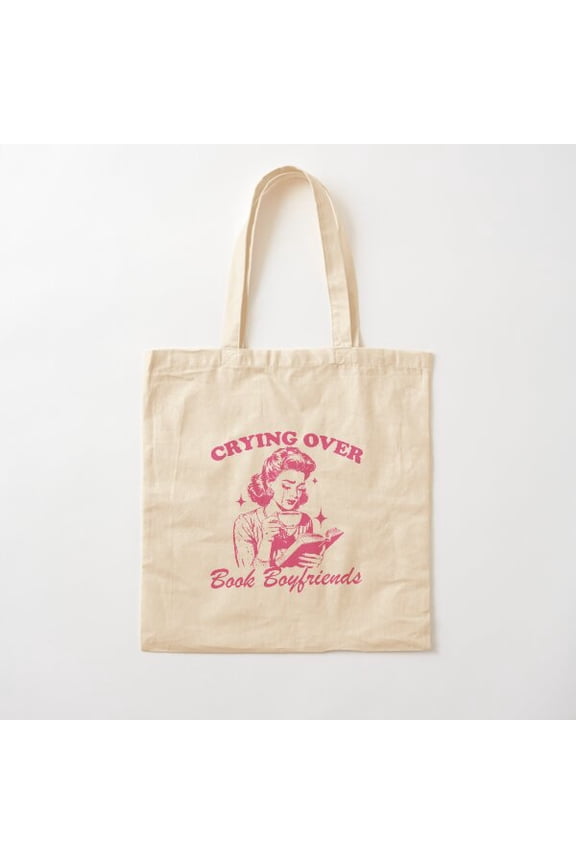 Crying Over Book Boyfriends Canvas Tote Bags, Reusable Shopping Bag