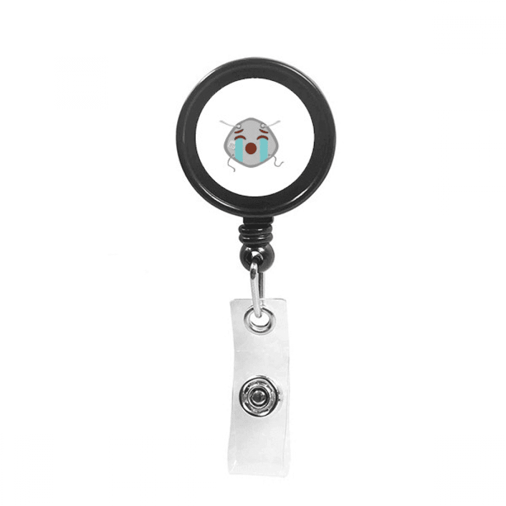Crying Sad Lost Head Expression Retractable Keychain Badge Holder ID Badge