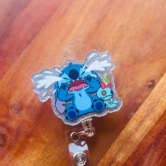 Crying Stitch / badge reel, badge reel for nurse, cute badge reel, teacher badge reel, ITTech, cute badge reel