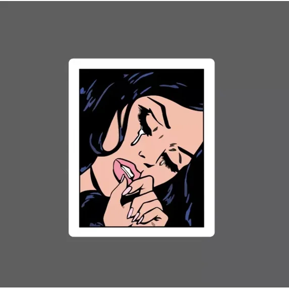 Crying Woman Sticker Comic Waterproof Sticker Phone Decal Water Bottle ...