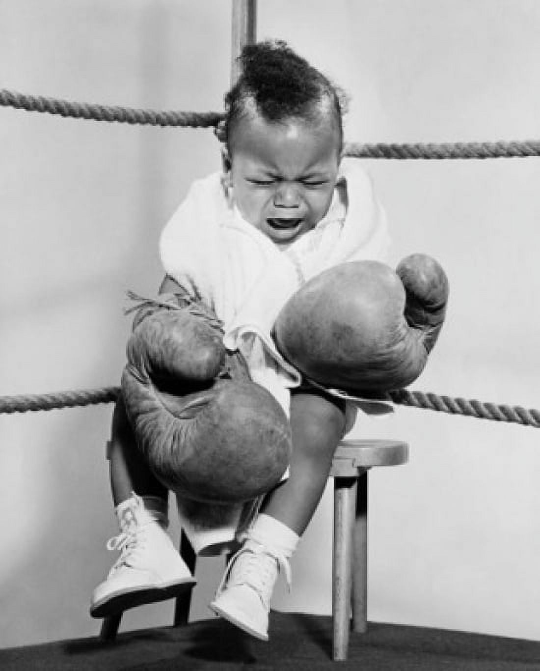 Crying baby dressed like boxer Canvas Art - (18 x 24)