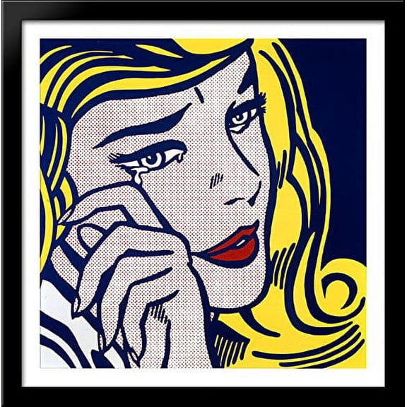 Crying girl 28x28 Large Black Wood Framed Print Art by Roy Lichtenstein