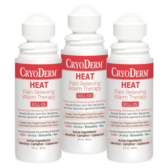 CRYODERM, Heat 3 oz. Roll-On, DTHROLLON3OZCAS, Clear - Walmart.com
