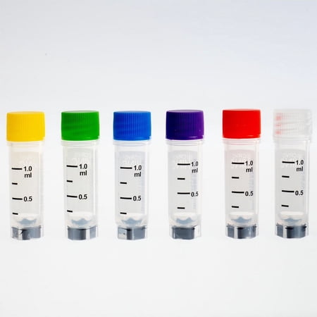 CryoKING Cryogenic 1.0ml Vials Plastic Sample Tubes Cryovials with Caps Bottom 2D Barcode for Sample Collection and Storage (External Thread), 1000 Pcs/Case