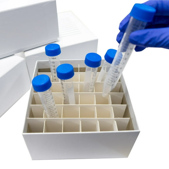 CryoKing 36-Place Cardboard Cryoboxes 3 Inch Height Freezer Boxes Cryo Tube Storage Boxes for 15ml Tubes, White Vial Storage Boxes, Case of 100