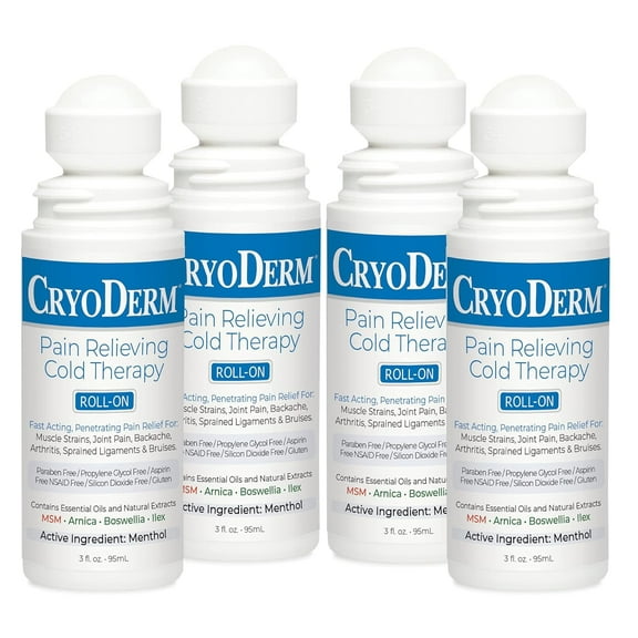 CryoDerm Cold Roll-On 3 oz, 4 Pack  Cooling Pain-Relieving Roll-On