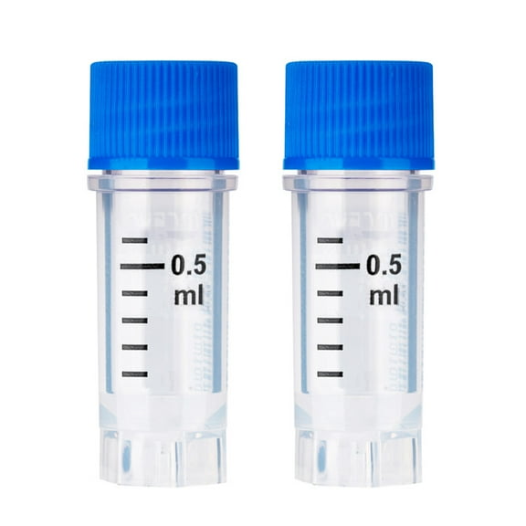 Cryogenic Vials with Side Bardcode-0.5 ml,Blue Caps, External Thread, 25/Bag, 500/Pack
