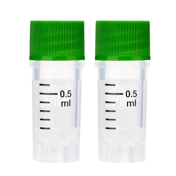 Cryogenic Vials with Side Bardcode-0.5 ml,Green Caps, External Thread, 25/Bag, 500/Pack, 1000/Case