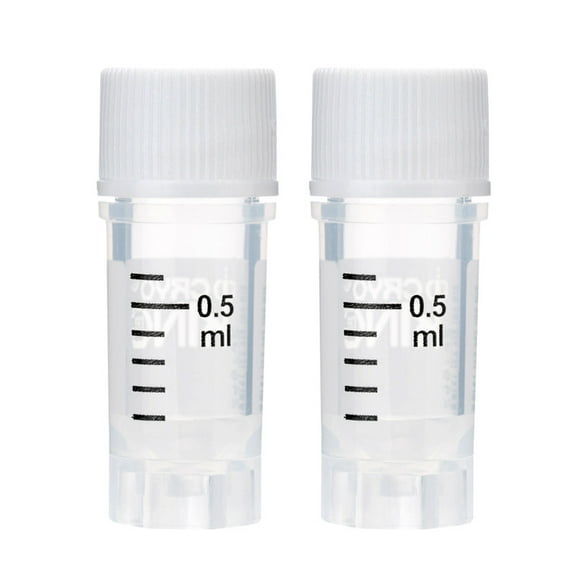 Cryogenic Vials with Side Bardcode-0.5 ml,White Caps, External Thread, 25/Bag, 500/Pack