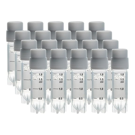Cryogenic Vials with Side Bardcode-2.0 ml,White Caps, External Thread, 25/Bag, 500/Pack
