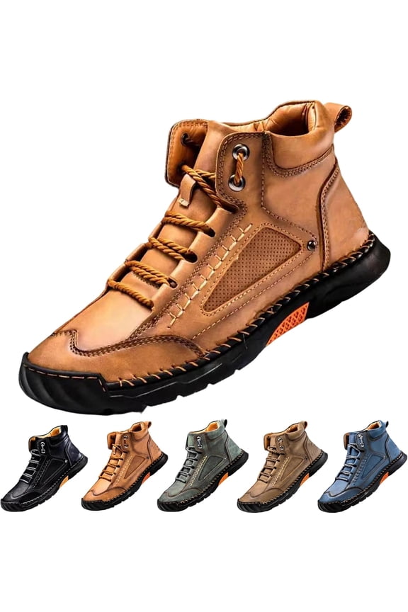 Cryonessa Leather Boots, Men'S Comfortable Handmade Leather Boots – Waterproof, Arch Support, Pressure Relief, Spacious Toe Box Outdoor Leather Shoes
