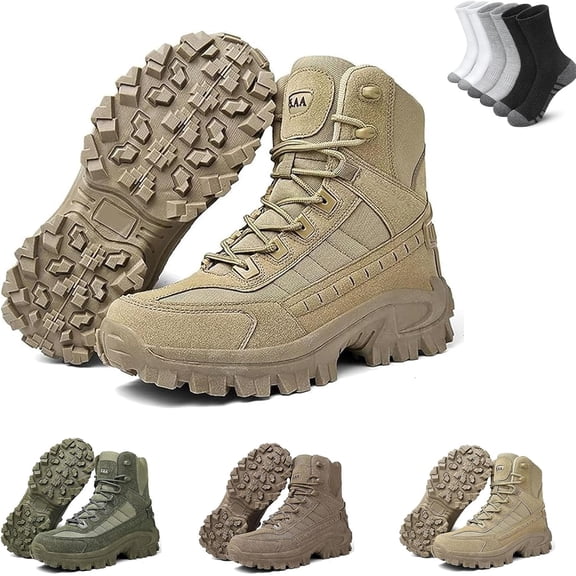 Cryonesse Leather Boots, Mens Orthopedic Support Anti-Puncture Work Boots Waterproof Anti-Sprain Hiking Shoes