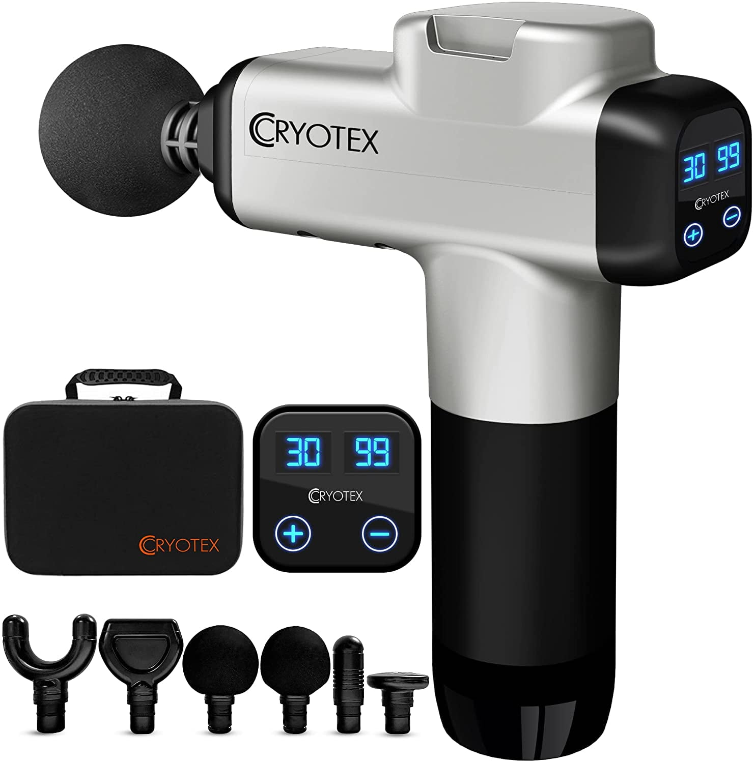 Cryotex Massage Gun Back & Neck Deep Tissue Handheld Percussion Smart Black Massager for Gym